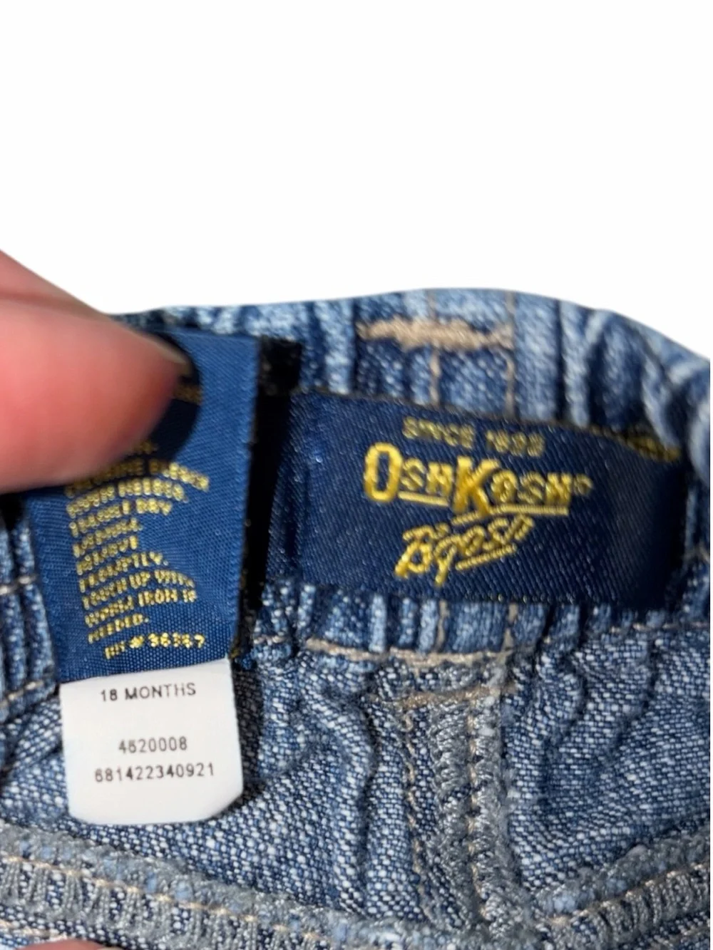 Vintage 90s OshKosh B'gosh Baby Elastic Waist Pull-on Dark Wash Jeans 18m Staple
